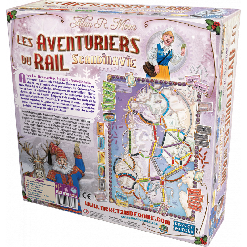 Dos de la boîte de jeu Les Aventuriers du Rail : Scandinavie