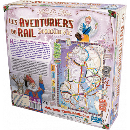 Dos de la boîte de jeu Les Aventuriers du Rail : Scandinavie
